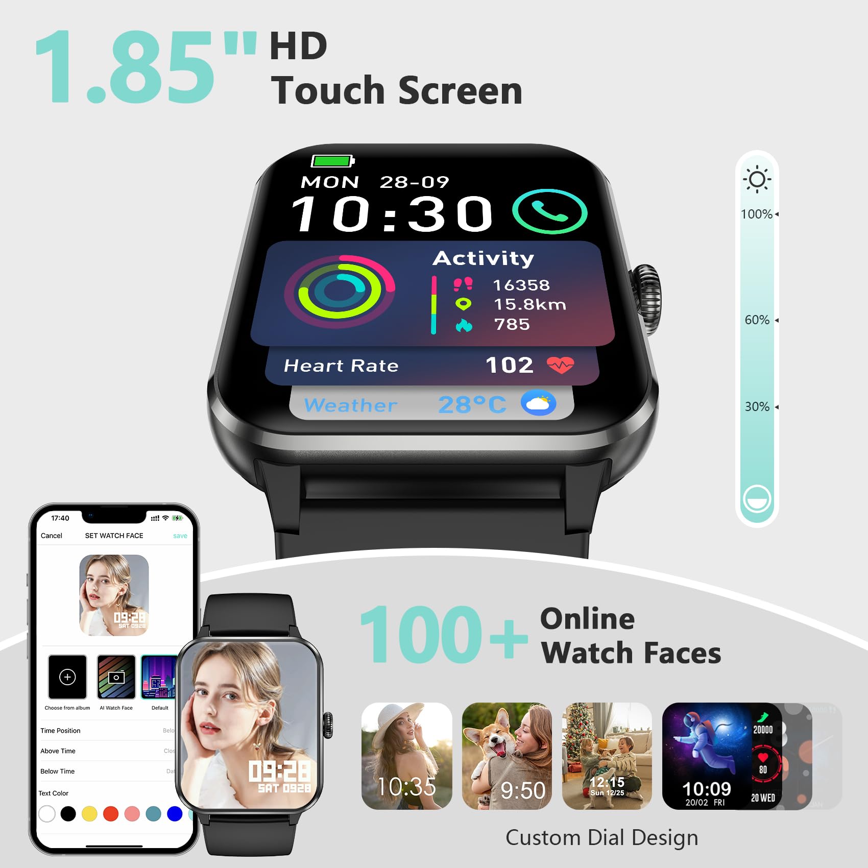 Blackview 2025 Smart Watch (Answer/Make Calls), Fitness Watch For Men And Women With Heart Rate/Spo2/Sleep Monitor/2 Straps, 100